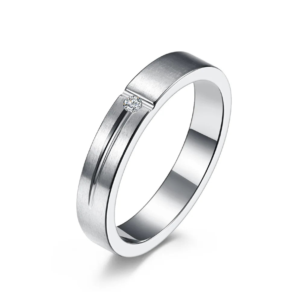 Romantic Couple Ring 100% Pure 925 Sterling Silver Ring Zircon Rose Gold & White Color Wedding Rings For Lovers Women Men
