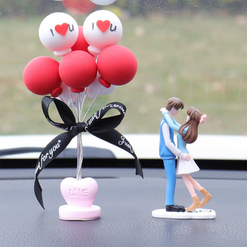 Cartoon Couples Car Decoration Accessories Romantic Lovers Figurines Balloon Ornament Auto Interior Dashboard Accessories Gifts