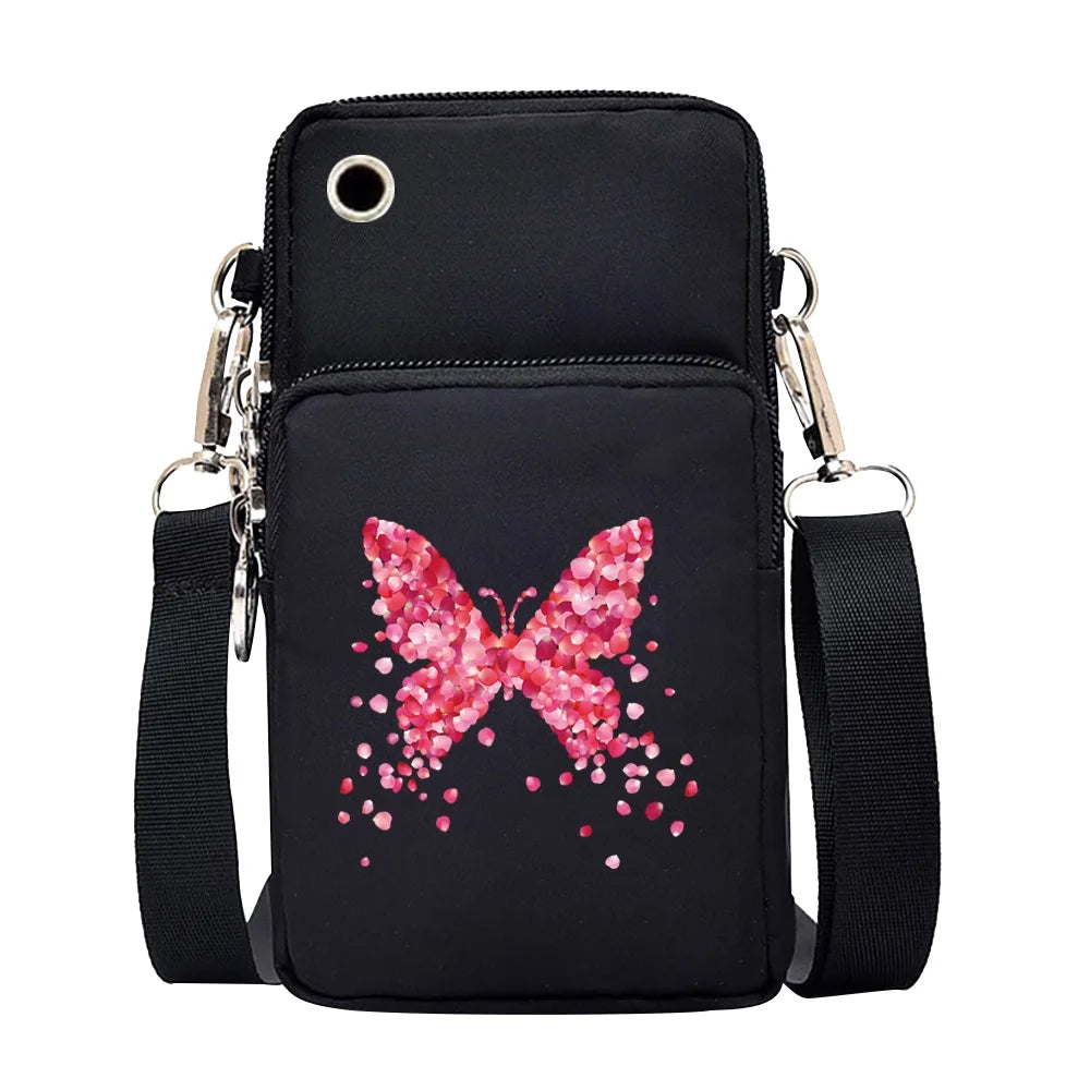Universal Mobile Phone Bag Iphone 13 Huawei Shoulder Cross-body Package Women Sport Pouch Unisex Arm Wrist Bags Butterfly Print
