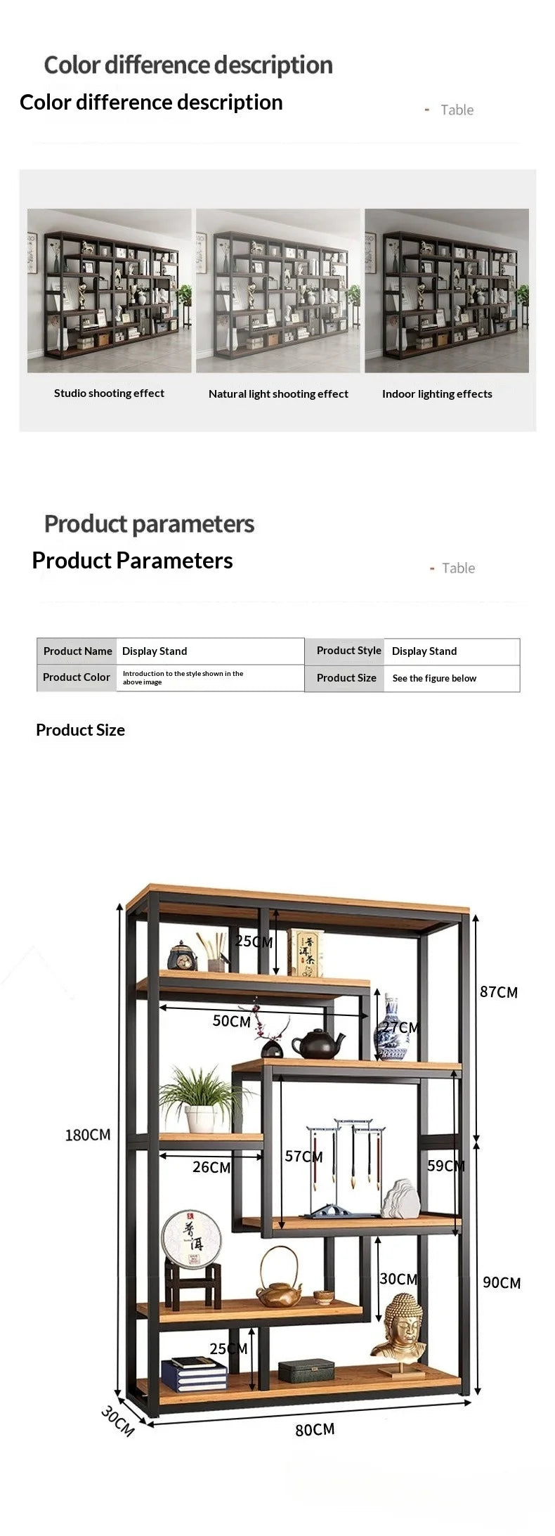 Industrial Iron Bookcase Bookshelf Wall Shelf Storage Cabinet Display Rack Living Room Office Divider Armoires Librero Furniture