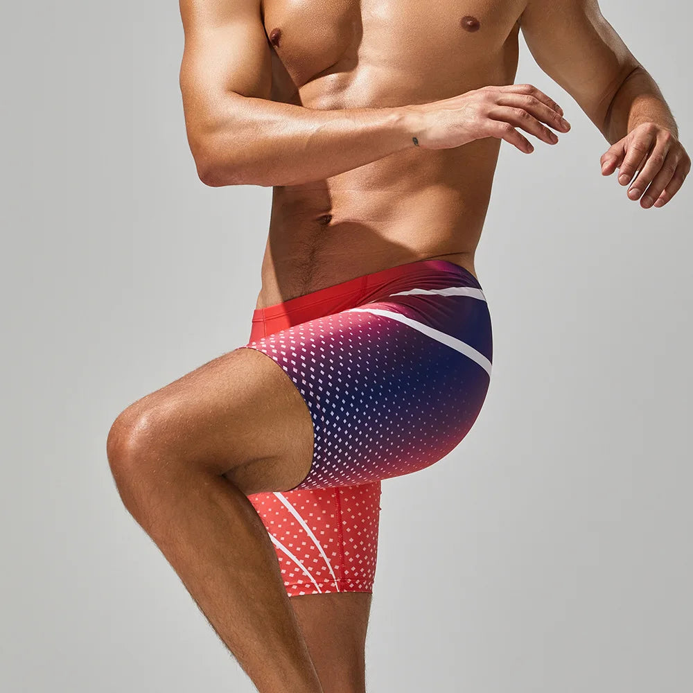 Men's Swimming Trunks Print Quick-Dry Slim-Fit Athletic Swimming Shorts Beach Water Sports Wear