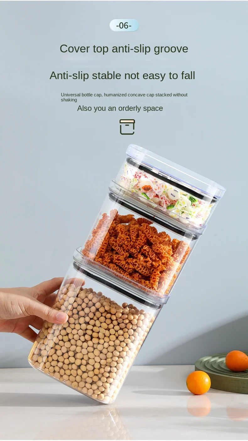 Large Capacity Sealed Jar Kitchen Cabinet Organizer Grain Soybean Nuts Storage Refrigerator Crisper Strong Plastic Sealed Tank