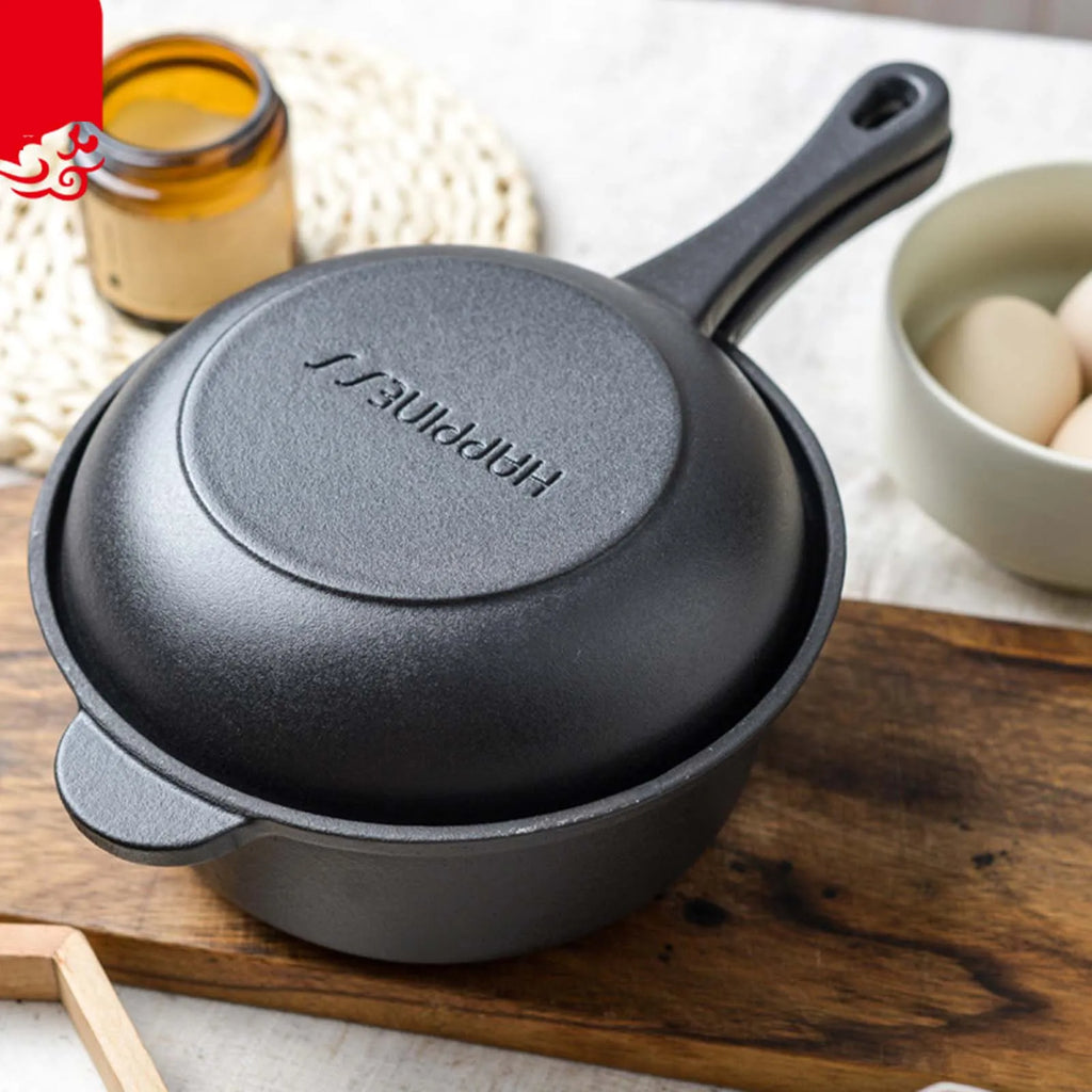 1 Set Cast Iron Pots Non-stick Pan Dual-Purpose Cast Iron Saucepan Home Kitchen Tools Breakfast Cooking Frying Pan