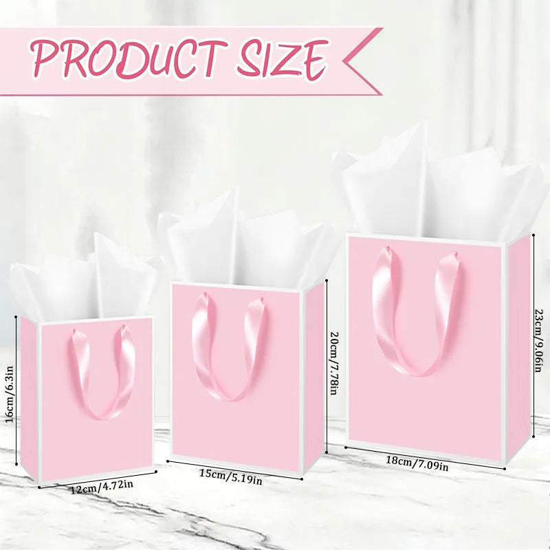 5/10/15 gift bags with handles, gold foil welcome gift bags, birthday, Christmas, wedding baby and bridesmaid gift bags