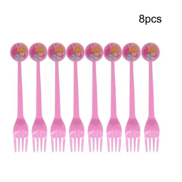 Princess Snow Queen Theme Disposable Tableware Decorations Kid Girl Birthday Party Supplies Princess Cup Plate Tablecloth Set