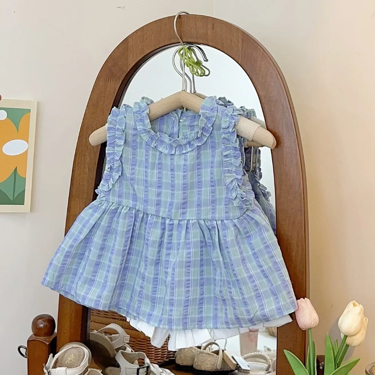 Children's Clothing Sets Plaid Sleeveless Top + Shorts Kids Clothes Girls Clothes Set 2 To 7 Years Kids Boutique Clothes