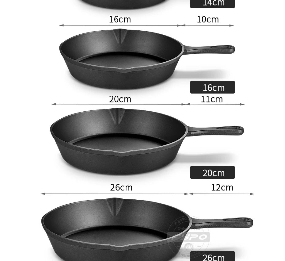 Cast Iron Frying Pan,14/16/20cm Non-stick Skillet Kitchen Fry Pot Breakfast Pan Omelette Pancake Pot Induction Cooking Cookware