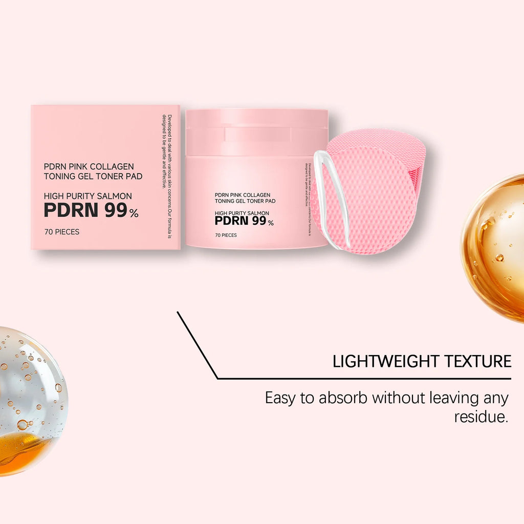 PDRN Pink Collagen Toning Gel Toner Pad Hydrating Shrink Pores Brightening Improve Skin Elasticity Smoothing Firming Cotton Pads