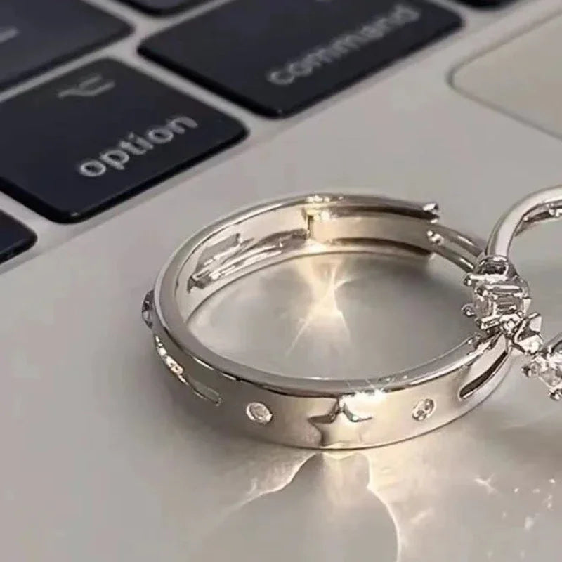 Star Couple Models Adjustable Ring Men And Women Simple Index Finger Rings Light Luxury Tide Cool Pair Of Rings Jewelry Gift