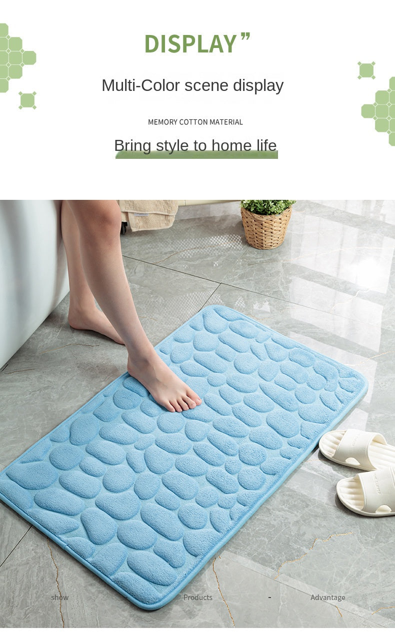 Mat Non-slip Carpets Cobblestone Embossed Bathroom Bath In Wash Basin Bathtub Side Floor Rug Shower Room Doormat Memory Foam