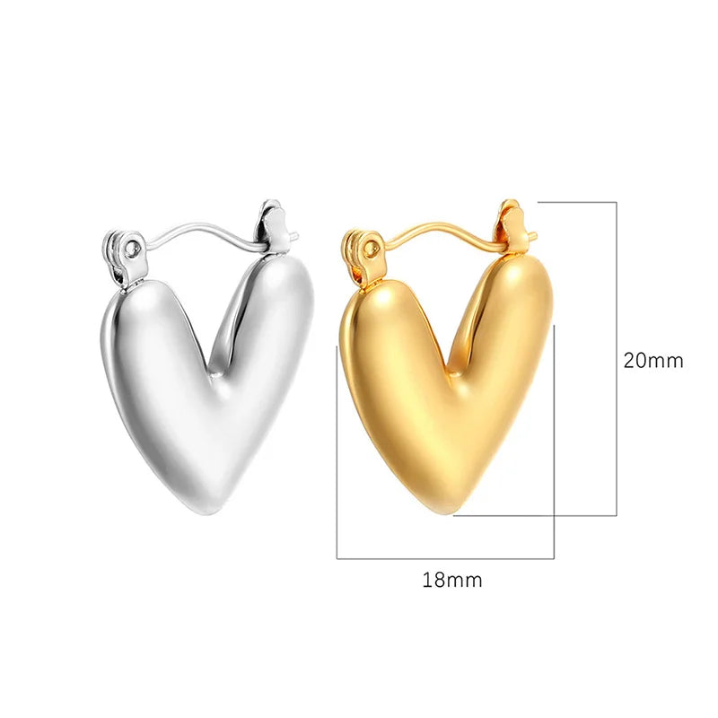 Most Popular Style Titanium Steel Hoop Earrings For Women C-type Peach Heart Round Ear Ring Non-fading Hot Selling Ear Jewelry