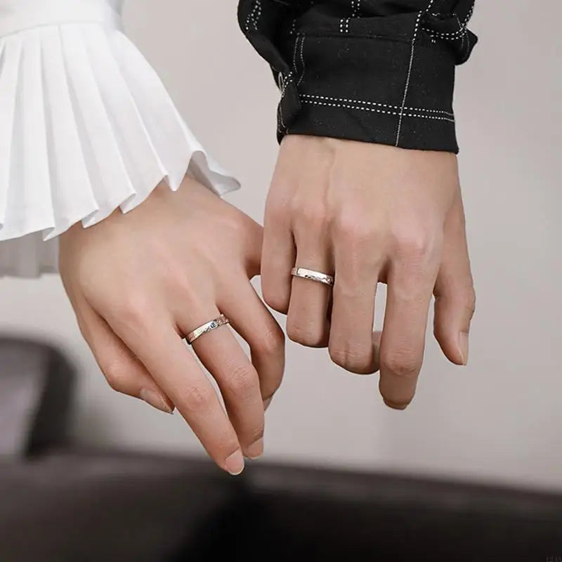 2 Pcs Couple Rings Mountains Seas Ring Jewelry Set Adjustable His Her Matching Ring for Lover