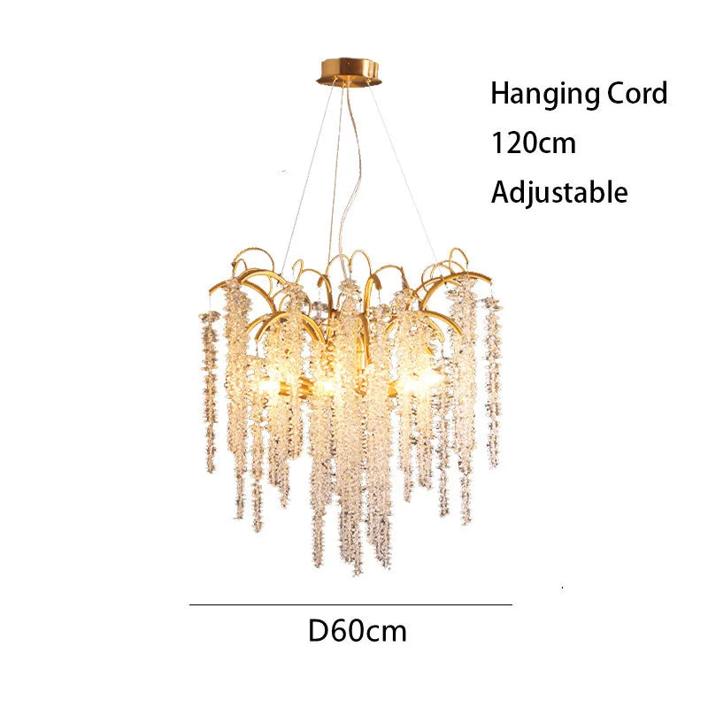 Morden LED Art Strip Crystal Ceiling Chandeliers Branch Pendant Lamp Villa Hall Hanging Light Home Decor Lustre Lighting Fixture