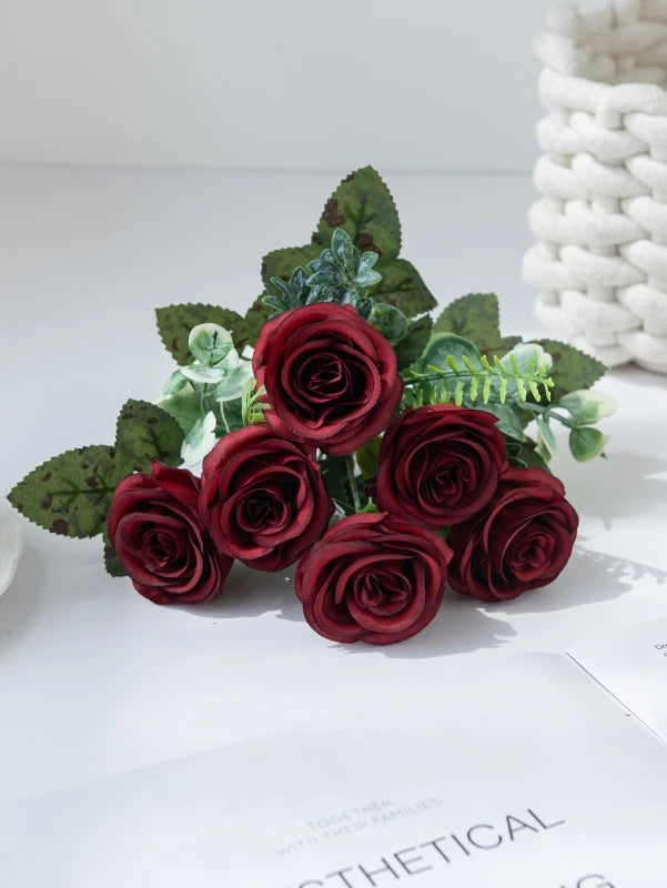 Artificial Flowers Nordic Rose Silk Wedding Home Bridal Bouquet Outdoor Courtyard Table Decoration Party DIY Gift Shooting Props