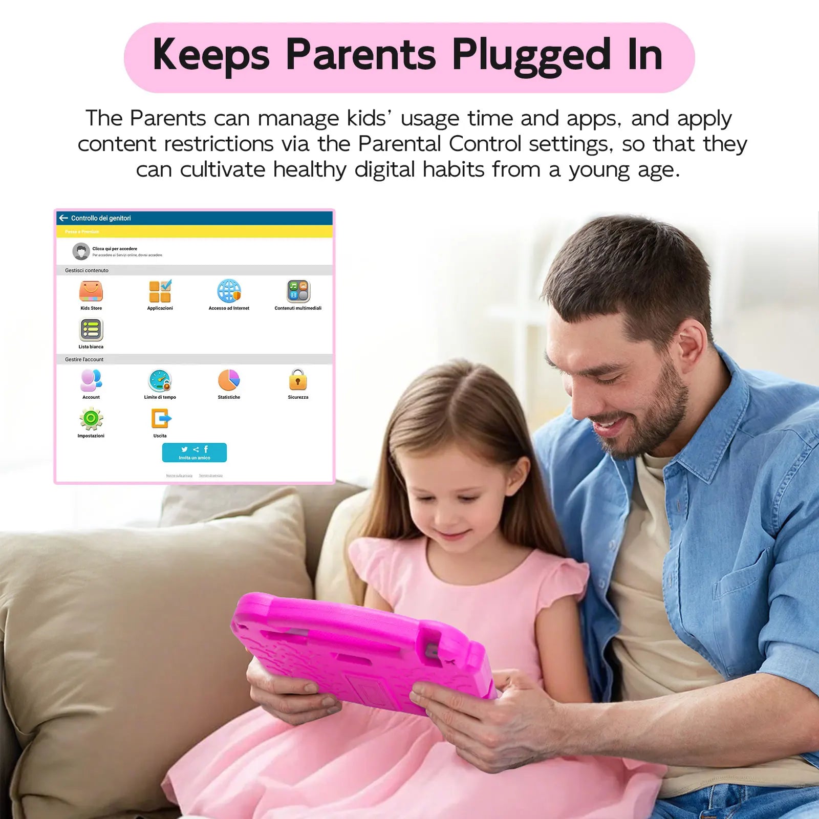 Paitanry 10.1 Inch Kids Tablet 5000Mah Octa-Core 8GB（4+4 Expand）RAM 64GB ROM A523 2.0GHZ Learning Education Children's Tablets