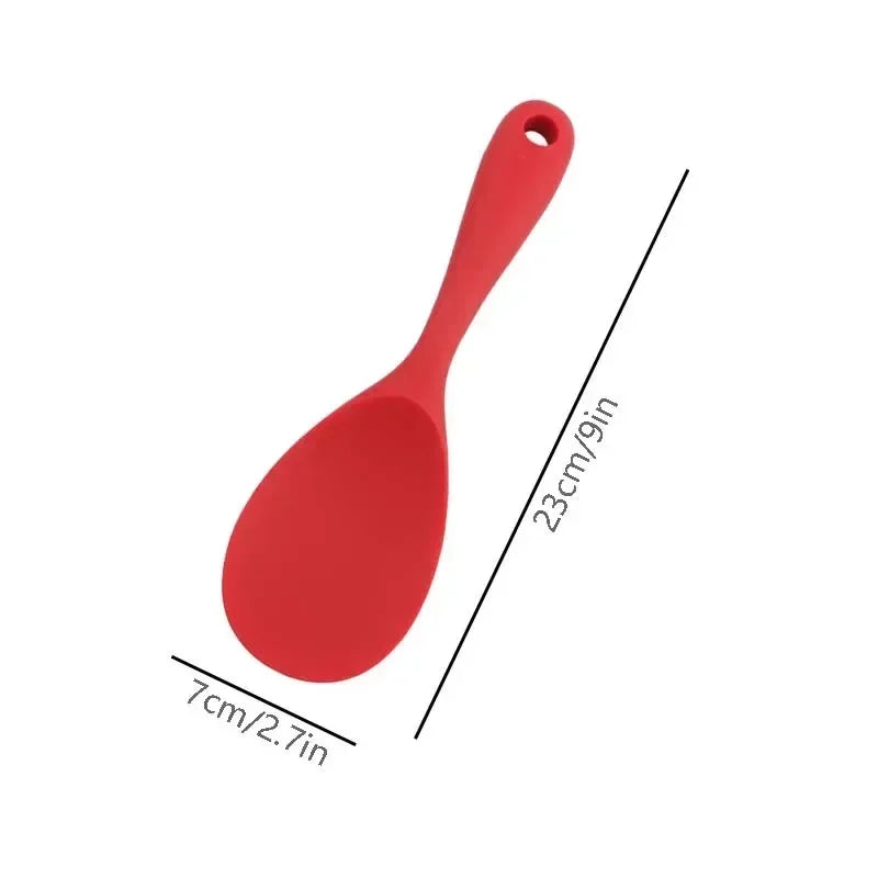 Silicone Serving Spoon Kitchen Ladle Non-stick Saucepan Electric Rice Cooker Cooking Scoop with Holes Household Rice Scoop