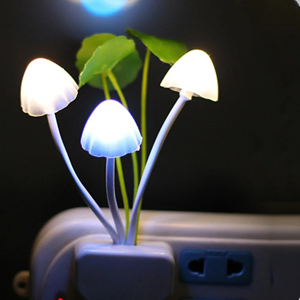 Night Light LED Mushroom Bedside Lamp EU / US Plug 7 Color Changing Light-controlled Sensor for Babyroom Bedroom Home Decor
