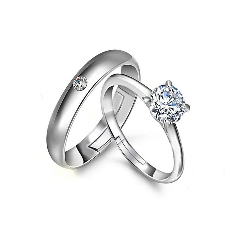 Classic Couple Rings For Men Women CZ Stone Trendy Wedding Lovers' Ring Jewelry Romantic Valentine's Day Present Ring Accessory