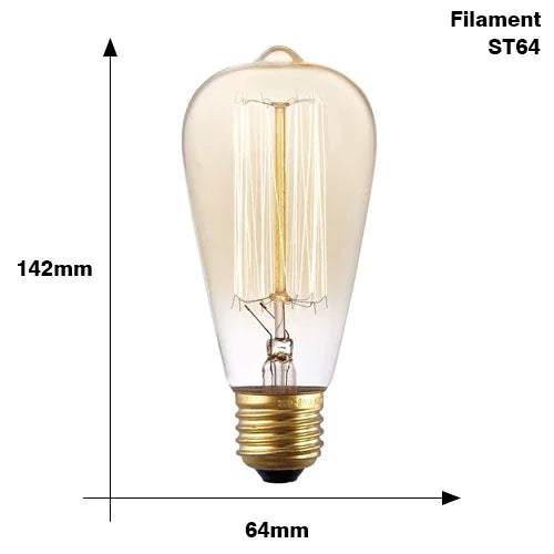 Vintage Edison LED Filament Bulb E27 220V 4W Dimmable Amber Glass ST64 G80 G95 G125 T185 A19 Retro Incandescent Lamp for Home