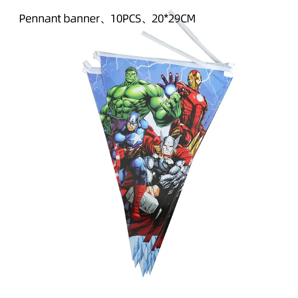 Marvel The Avengers Birthday Supplies Disposable Plate Napkin Cup Tablecloth Balloon for Kids Boy Superhero Party Decorations