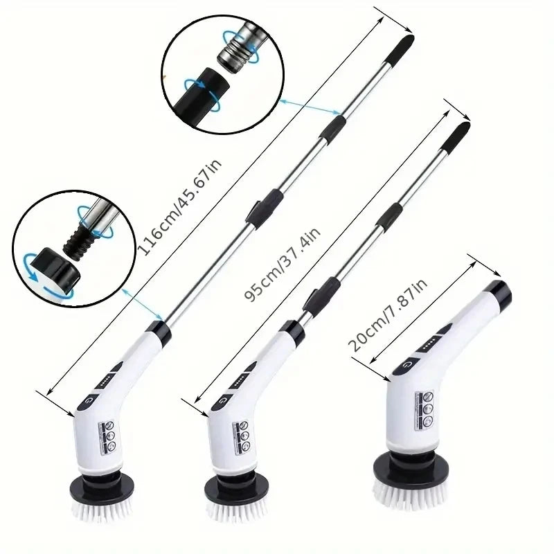 1 Set, Electric Cleaning Brush, Cordless Electric Rotating Scrubber, 7 Brush Heads and Adjustable Extension Handle, Bathroom Cleaning Brush, Household Cleaning Tools