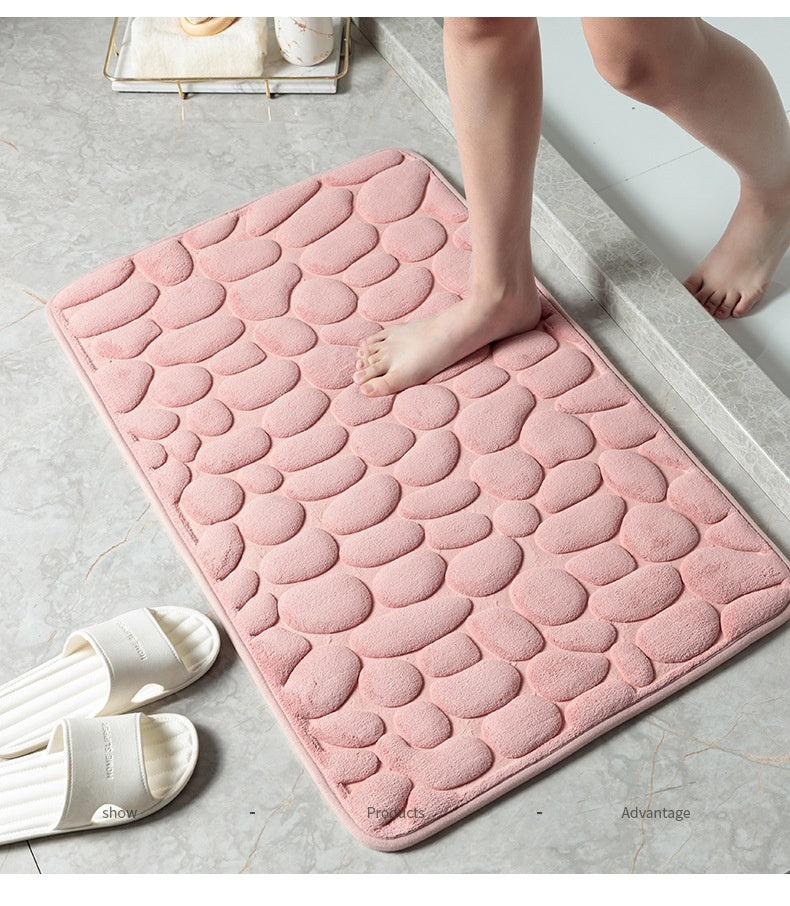 Mat Non-slip Carpets Cobblestone Embossed Bathroom Bath In Wash Basin Bathtub Side Floor Rug Shower Room Doormat Memory Foam
