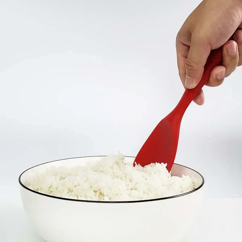 Silicone Serving Spoon Kitchen Ladle Non-stick Saucepan Electric Rice Cooker Cooking Scoop with Holes Household Rice Scoop