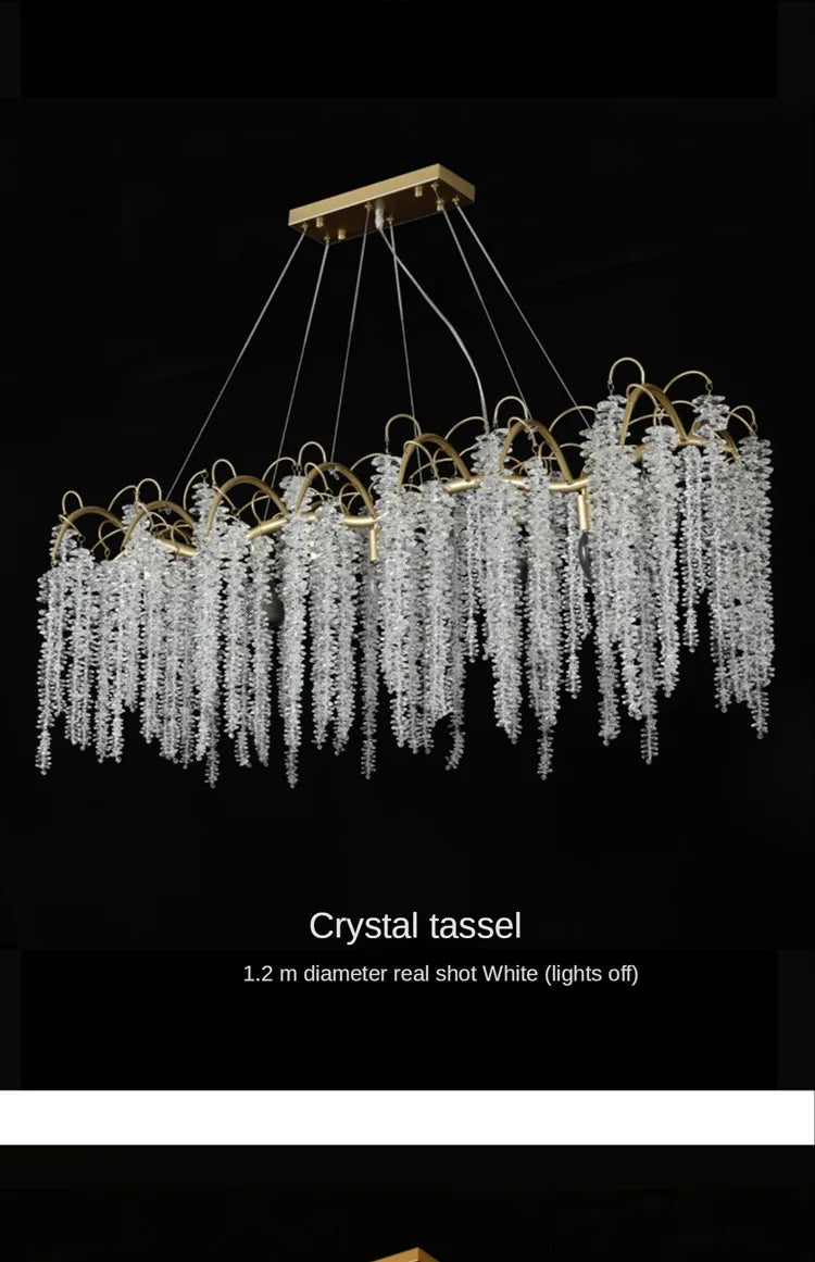 Morden LED Art Strip Crystal Ceiling Chandeliers Branch Pendant Lamp Villa Hall Hanging Light Home Decor Lustre Lighting Fixture