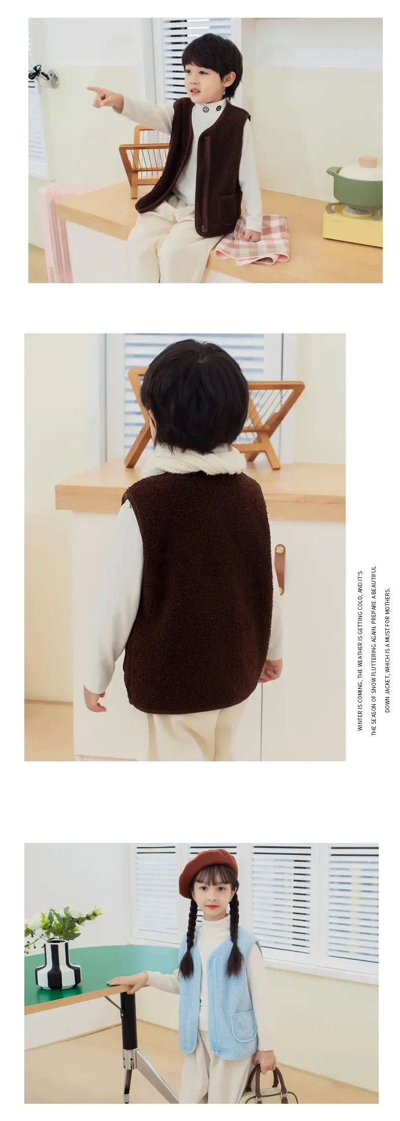 toddler girl winter clothes Autumn and Winter Children's New Lamb Velvet Vest Warm Vest for Infants and Girls toddler