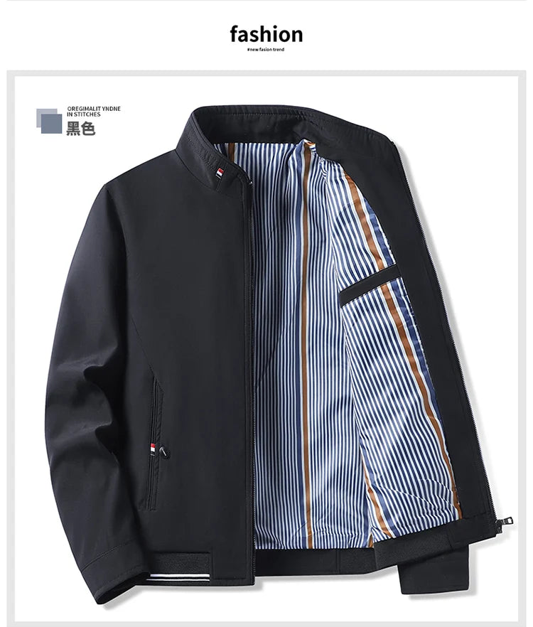 Men's New Spring and Autumn Clothing Stand Up Collar Jacket, Middle-aged and Elderly Jackets, Casual Business Men's Clothing