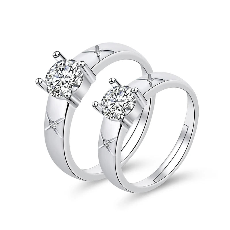 Classic Couple Rings For Men Women CZ Stone Trendy Wedding Lovers' Ring Jewelry Romantic Valentine's Day Present Ring Accessory