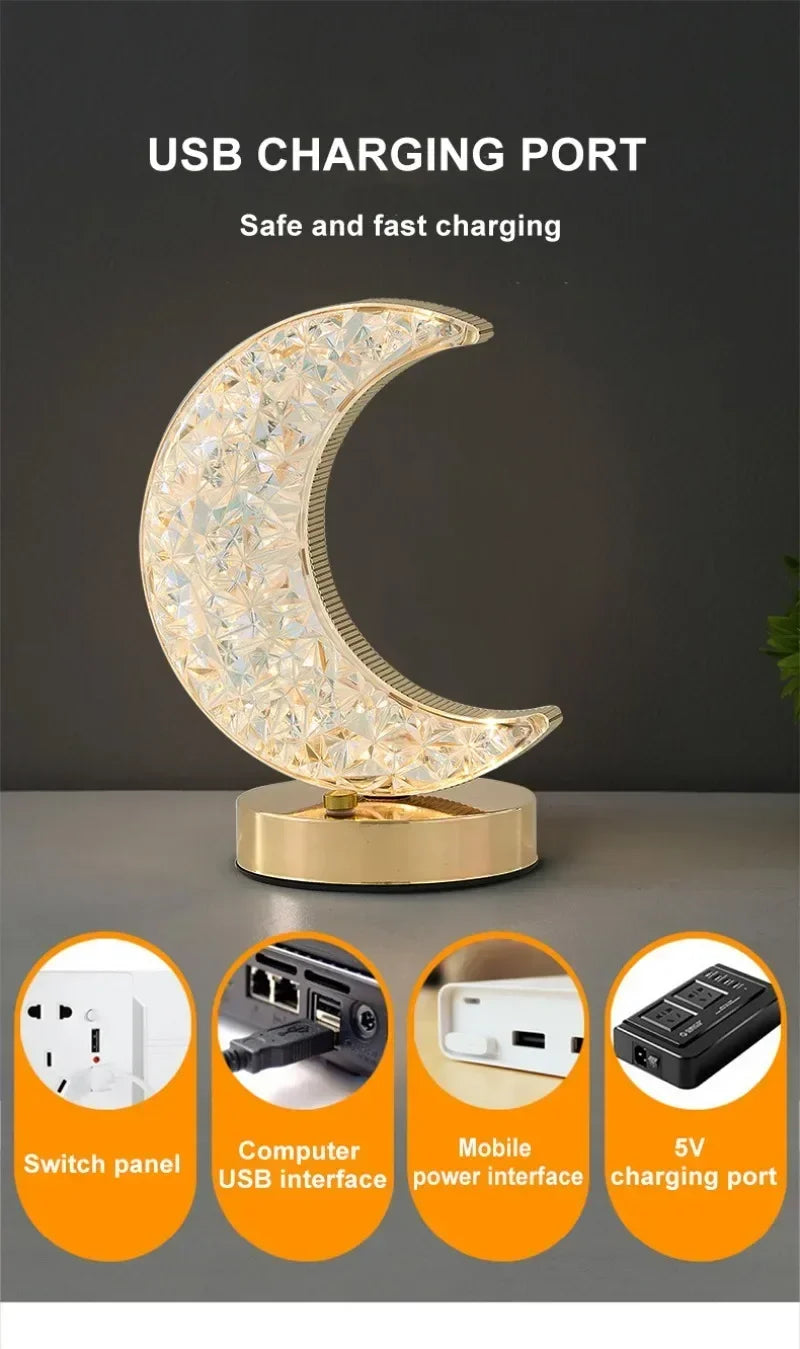 1-2PCS Bedroom 3Color Touch Dimming Night Light Girls Kids Room Home Decor Bedside LED Ambient Table Moon Stars Atmosphere Lamp