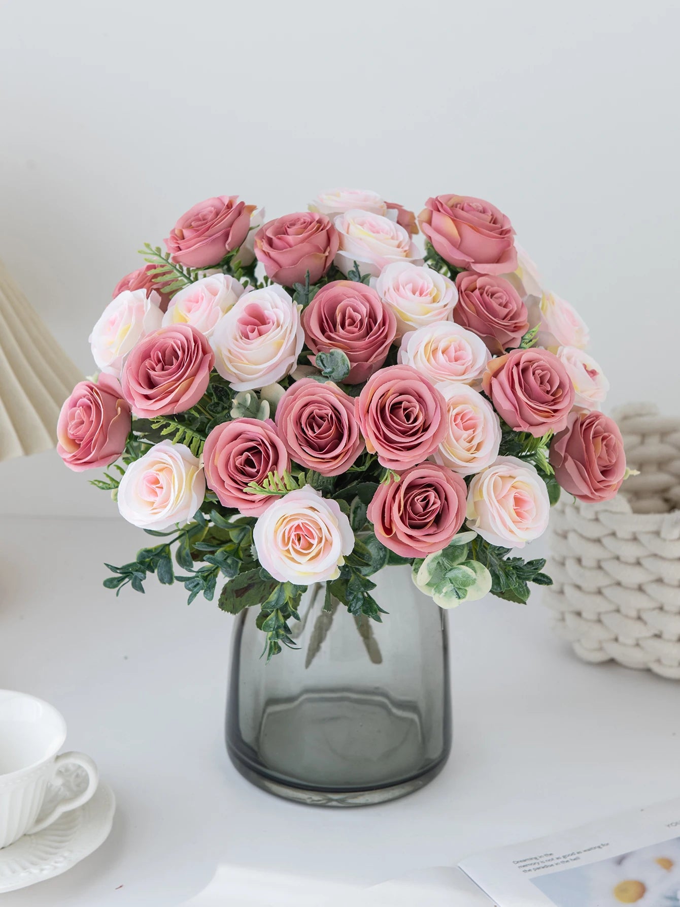 Artificial Flowers Nordic Rose Silk Wedding Home Bridal Bouquet Outdoor Courtyard Table Decoration Party DIY Gift Shooting Props