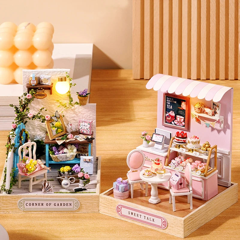 Mini Miniature Dollhouse DIY Small House Kit Making Room Toys Home Bedroom Decorations With Furniture Wooden Craft Doll houses