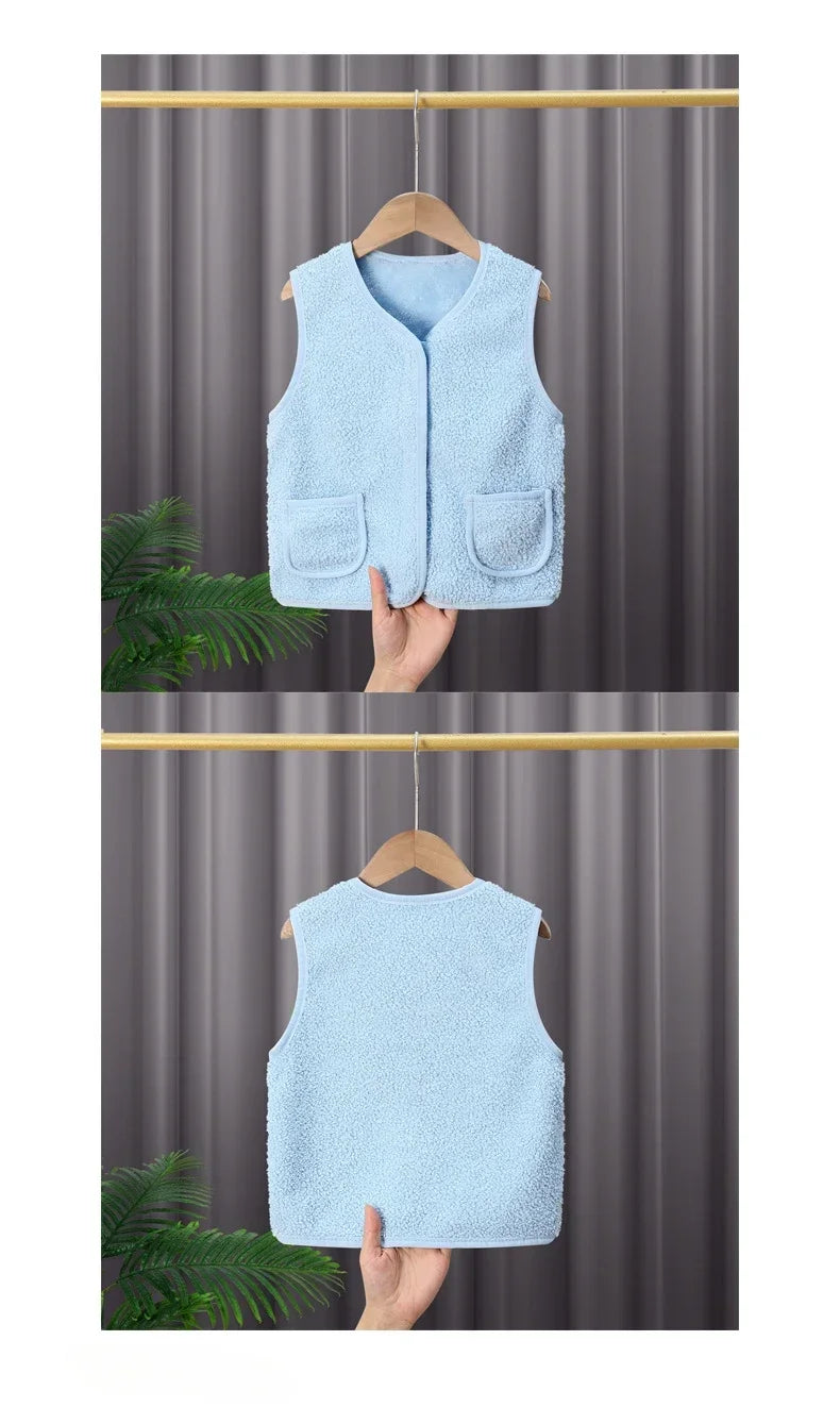 toddler girl winter clothes Autumn and Winter Children's New Lamb Velvet Vest Warm Vest for Infants and Girls toddler