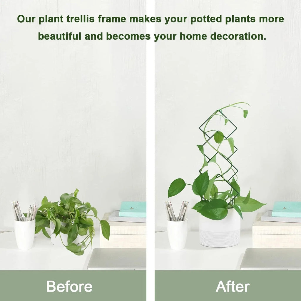 4 PCS Black Metal Plant Trellis - Indoor/Outdoor Garden Trellis for Climbing Plants, Potted Vine Ivy Flower Support
