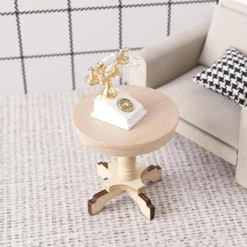 Dollhouse Miniature Coffee Table Small Round Table Original Wood Table Furniture Home Model Decor Toy Accessorie