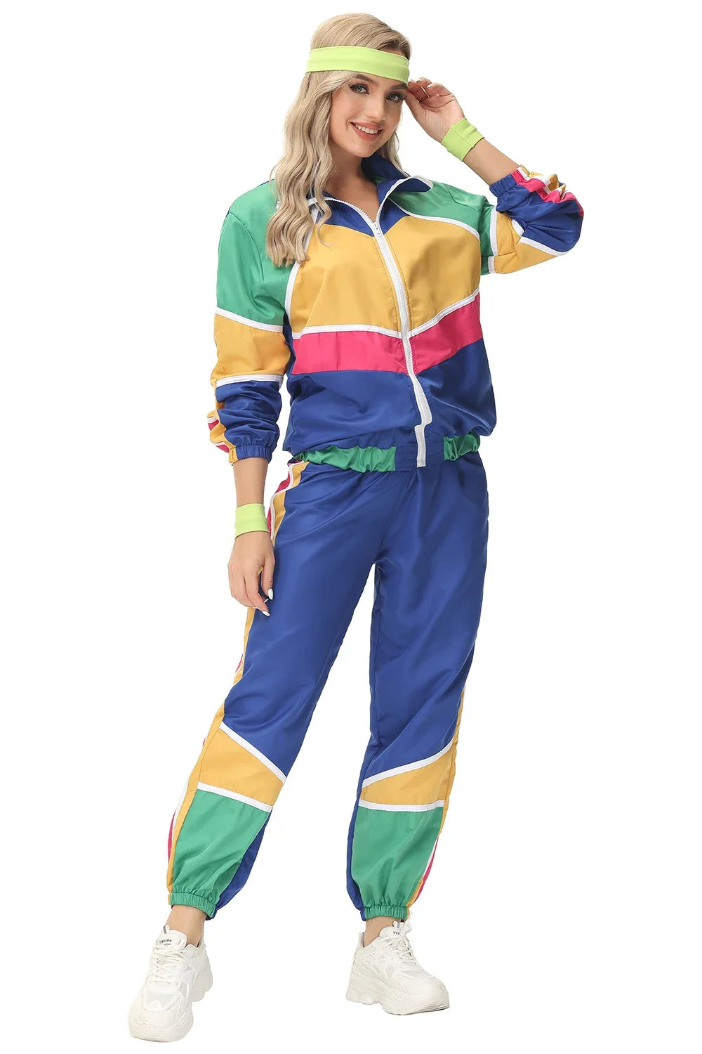 Couples Hippie Costumes for Women Men 80s 90s Retro Sportwear Hippie Disco Cosplay Costume Halloween Party Role Playing Clothes