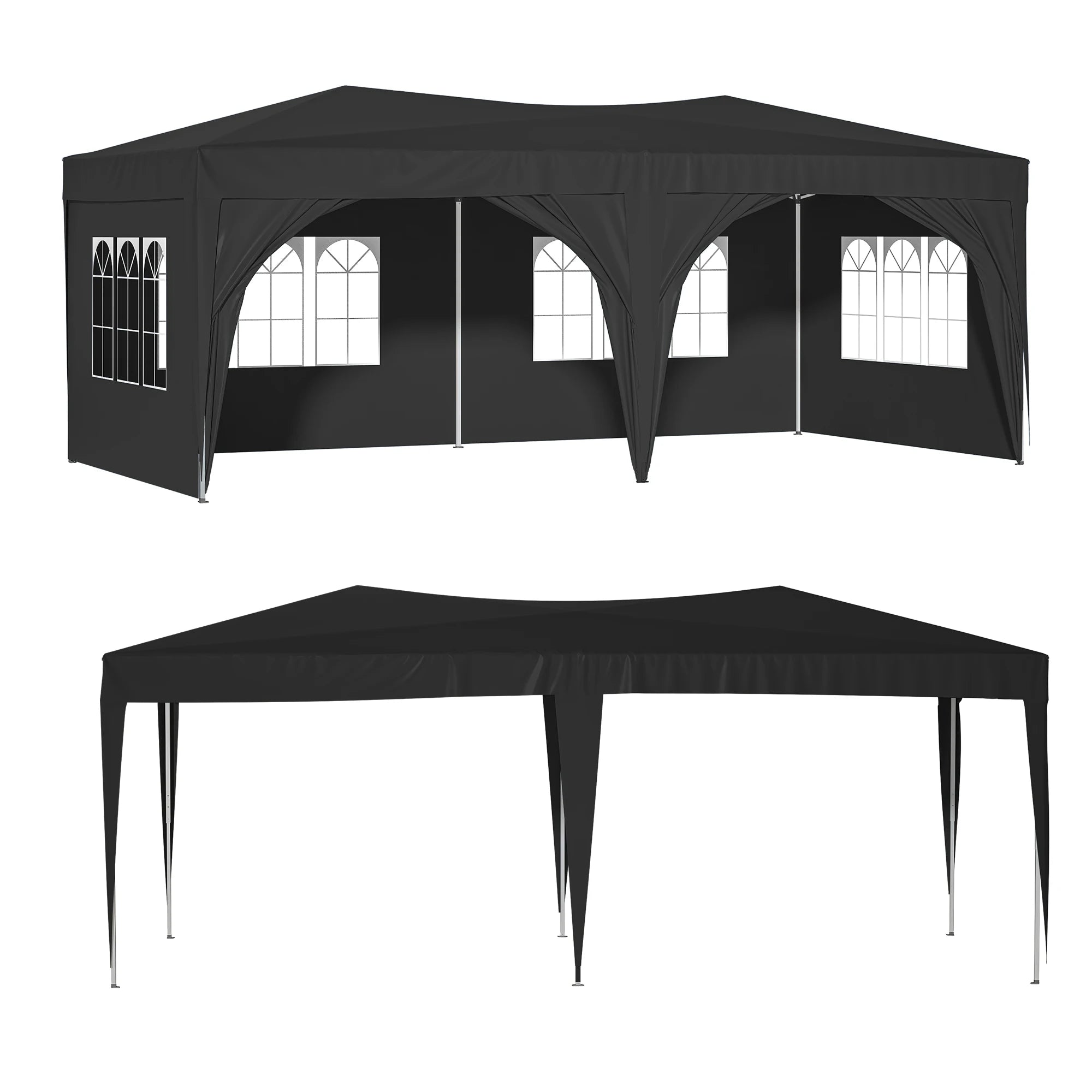 LZBEITEM 10' x 20' Pop Up Canopy Tent with 6 Removable Sidewalls & Carry Bag, Waterproof Anti-UV Party Wedding Tents Gazebo