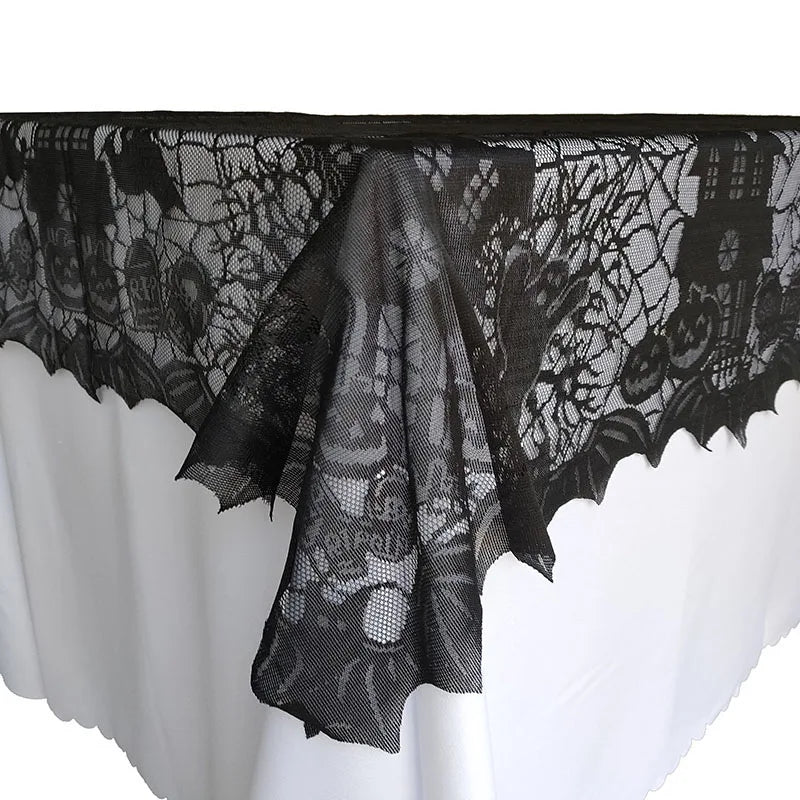 1 pcs of Halloween lace tablecloth spider web skull pattern rectangular shape for party decoration haunted house pumpkin design