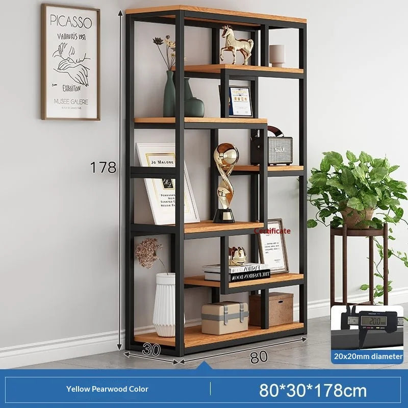 Industrial Iron Bookcase Bookshelf Wall Shelf Storage Cabinet Display Rack Living Room Office Divider Armoires Librero Furniture