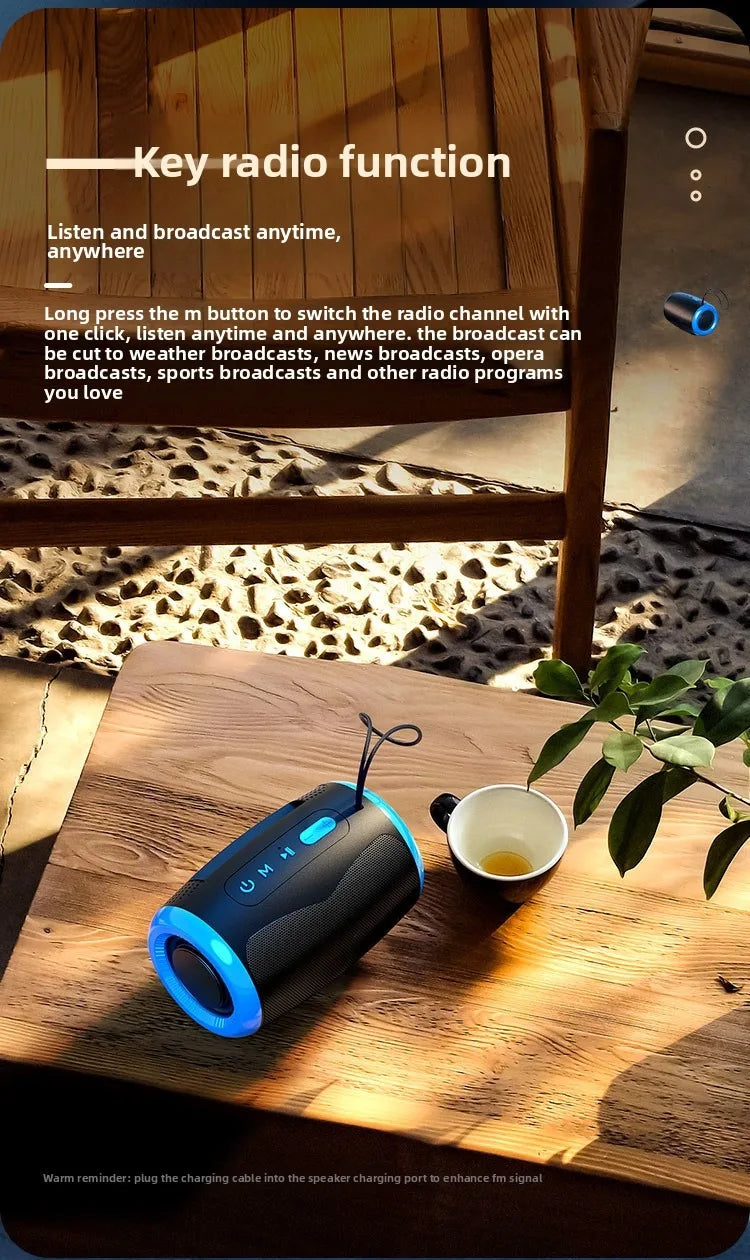 Portable Speaker Wireless Bluetooth Speakers with 5.3 Stereo FM/SD/USB Disk/Aux Modes Waterproof for Outdoor Hifi Sound TSN-1