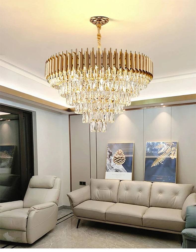 Luxury Modern Living Room Crystal Ceiling Chandelier Lighting Light Lustre Indoor Dining Bedroom Home Decor Hanging Pendant Lamp
