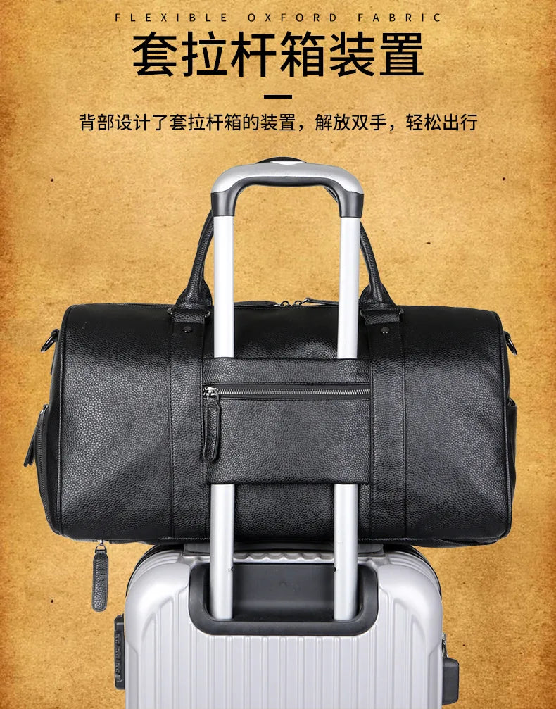 Men's Travel Bag Luxury Large Capacity  Luggage Duffle Bag Leather Portable Durable Crossbody Gym Purse Handbag Luggage Outdoor