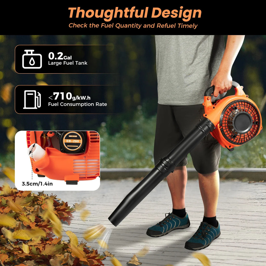 Gasoline Leaf Blower 25.4cc,Gas-Powered Leaf Blower with 25.4cc Engine,Anti-Suction Mesh,Ergonomic Handle for Yard and Lawn Care