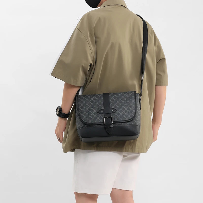 Business Leather Large Crossbody Bag for Men Bags Designer Casual Man Messenger Bag Male Sling Pack Work Shoulder Bag Luxury