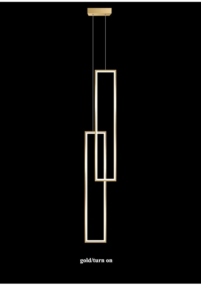 Modern Rectangle Led Pendant Lamp Living Room background Wall Chandelier Home Decor Bedroom Bedside Hanging Light Lustre Fixture
