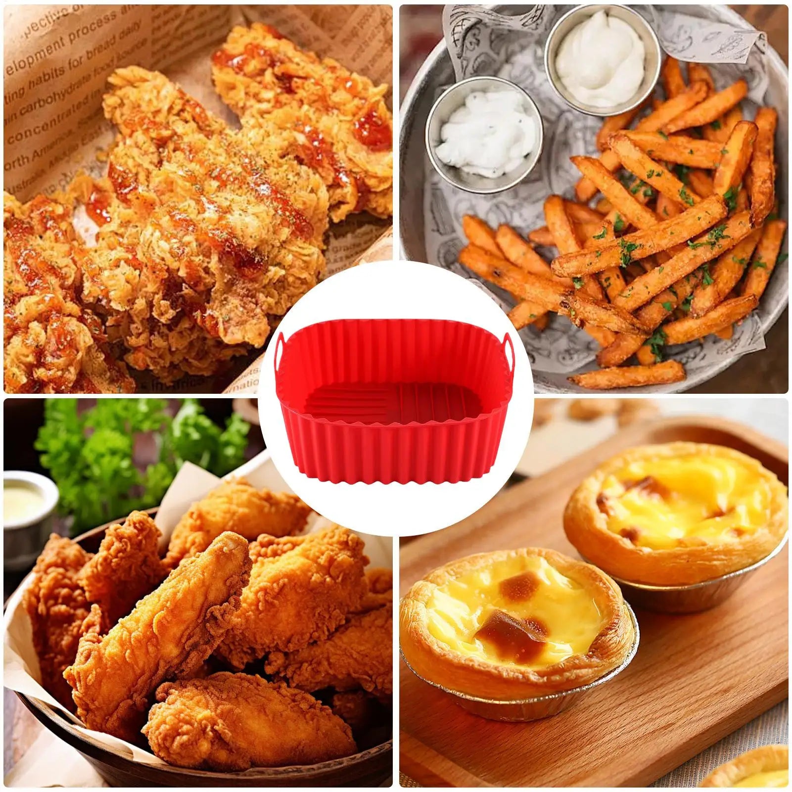 Silicone Air Fryer Liners Pot Square Airfryer Basket Plate Cooking Gadgets Reusable Non-stick Pizza Pan Oven Kitchen