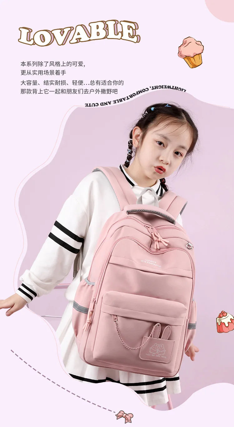 Fengdong kids school bag cute school backpack for girls children kawaii bookbag primary students gift large capacity backpack