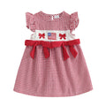 Girls Patriotic Dress American Flag Print Bow Sleeveless Casual Dress Toddler Independence Day Summer Outfit Kids Red White